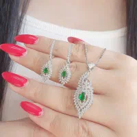 نیم ست نقره روکش طلا ونکلف جواهری۸۳۰۴۰جامیت|بدلیجات|تبریز, |دیوار