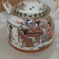 قوری سرامیکی دسته حصیری