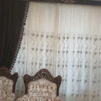 پرده حریر شیشه ای گل دار