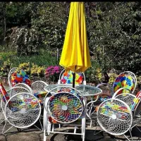 میز گرد صندلی چتر ی فلزی باغی سایبان افکن بغل|کافی‌شاپ و رستوران|تهران, ارم|دیوار