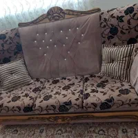 مبل طرحدار نسکافه ای قهوه ای ۷نفره بدون پارگی