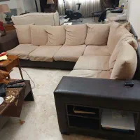 مبل ال L برند دنیز به همراه ۴ عدد کوسن چرم هدیه