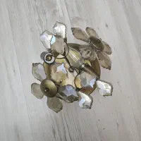 لوستر سقفی برنج با گلبرگ کریستال