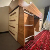 تخت خواب تک نفره با پله،دراور و کمد کوچک