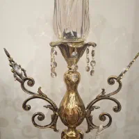 دو عدد شمعدان برنجی برقی|لوستر و چراغ آویز|رودهن, |دیوار