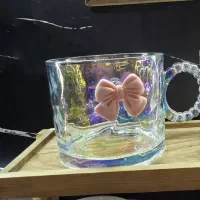 ماگ بلور دسته مرواریدی هولوگرامی