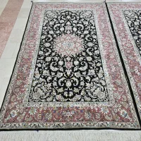 جفت۳متری نو/پشم و ابریشم کاشان/رنگ مشکی پیازی