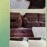 یک دست مبل راحتی هفت نفره  رنگ قهوه ای سوخته