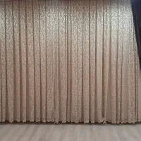 پرده توری نباتی ، پرده حریر با گل مخمل صورتی