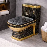 توالت‌فرنگی‌باآبکاری‌طلایی‌ونقره‌ای