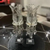 دوعدد شمعدان کریستال خورشیدی