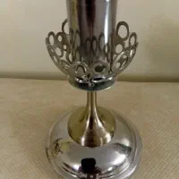 جا شمعی فلزی طلایی و نقره ای