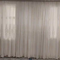 پرده سالن خور سفید طرحدار شاین دار