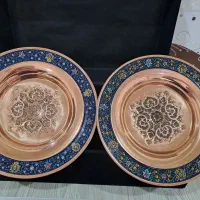 شیرینی خوری مسی مینا کاری ۲ عدد نو با جعبه