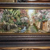 تابلو فرش کوچه باغ بهار چله ابریشم ۹۰*۱۳۵ golha