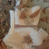 لباس عقد عروس پفی خامه ای شیک|لباس|سمنان, |دیوار