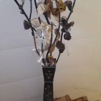 گلدان چوبی گل پارچه ای اکلیلی