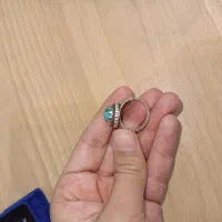انگشتر نقره‌ای فیروزه با ۱۴ عدد مخراج یاقوت- فوری|جواهرات|کرمانشاه, |دیوار