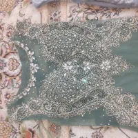لباس مجلسی سبز سایز ۳۶تا۳۸ نقره ای ۳۸تا۴۰