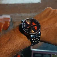 ساعت رینگی چرخشی  مشکی استیل تخفیف داره