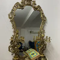 آینه و شمعدان و کنسول آینه و جای قرآن قدیمی برنز|بوفه، ویترین، کنسول|اسلامشهر, شهرک قائمیه|دیوار
