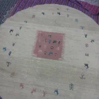 فرش کرمی دایره قدیمی جنس ترکیه