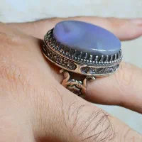 انگشتر نقره عقیق کبود یمن طبیعی
