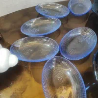 ظروف کریستال قدیمی میوه خوری ست آبی عتیقه