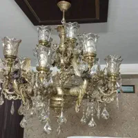 لوستر برنز آنتیک 15 شعله بزرگ دوطبقه طرح فرشته|لوستر و چراغ آویز|تهران, خزانه|دیوار