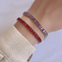 دستبند تنیسی رنگی کریستالی