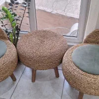 لوستر و صندلی میز وسط حصیری