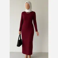 ماکسی یقه اسکی زرشکی یلدایی