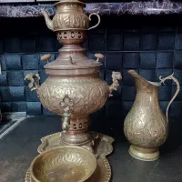 سماور ذغالی قلمکاری هخامنشی برنجی ۶ لیتری