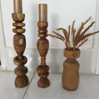 شمعدان و گلدان چوبی