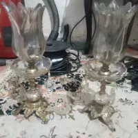 آباژور گل لاله تمام استیل وشمعدانی های پایه برنزی|چراغ خواب و آباژور|ورامین, ورامین|دیوار