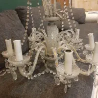 لوستر طلایی و شیشه ای|لوستر و چراغ آویز|اندیشه, شهرک صدف|دیوار