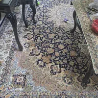 فرش ۹متری زمینه سورمه ای طرح ابریشم