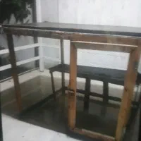 قفس دو طبقه ی  چوبی با فنس فلزی