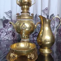 ستِ سماور ذغالی در حد نو با پارچ لگن وسینی زیر|کلکسیون اشیاء عتیقه|تهران, بهداشت|دیوار