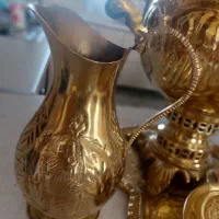 سماور زغالی پنج تیکه برنج|کلکسیون اشیاء عتیقه|قیدار, |دیوار