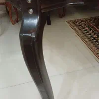 میز غذا خوری چوبی قهوه ای سوخته شش نفره