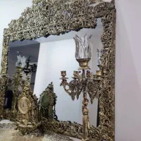 آینه کنسول شمعدان و ساعت برنز المینیوم