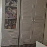 سرویس تخت و کمد کودک و نوجوان سفید و طوسی