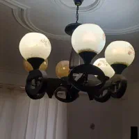 لوستر ۶ شعله چوبی|لوستر و چراغ آویز|سنگر, |دیوار