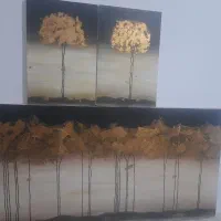 تابلو ۳ تیکه کار دست(رنگ روغن و ورق طلا(