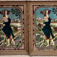 دو عدد تابلو فرش دستبافت