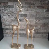 مجسمه برنجی آهو و طاووس برنجی و دیوار کوب مسی