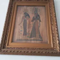 تابلو قدیمی نقاشی روی کاغذ چوبی