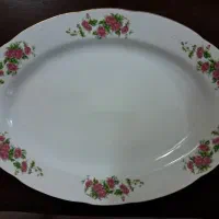 دیس چینی پلو خوری گل سرخی بزرگ ۱۴ عدد