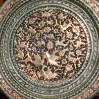 سه سینی مس غرق قلم پهلوی چوبسیگارقلم رخ واقعی|کلکسیون اشیاء عتیقه|زنجان, |دیوار